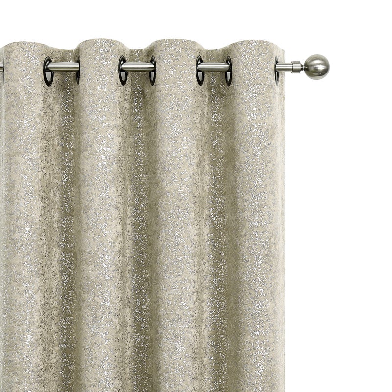 GoodGram 2 Pack Sparkle Chic Thermal Blackout Curtain Panels - Assorted Colors & Sizes (Beige, 84 in. Long) - Image 1